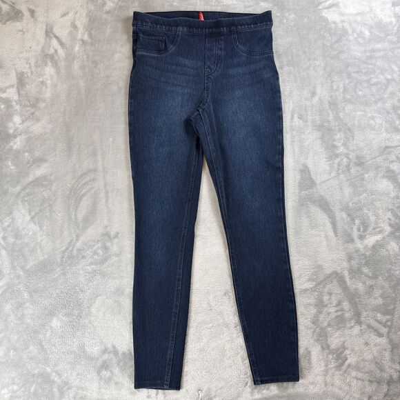 Spanx Jean-ish Ankle Leggings Womens Medium Dark Wash Denim Tummy Control Skinny - Picture 1 of 8